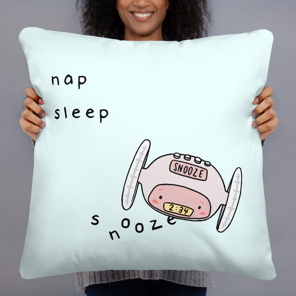 Nap Sleep Snooze Throw Pillow - Blue