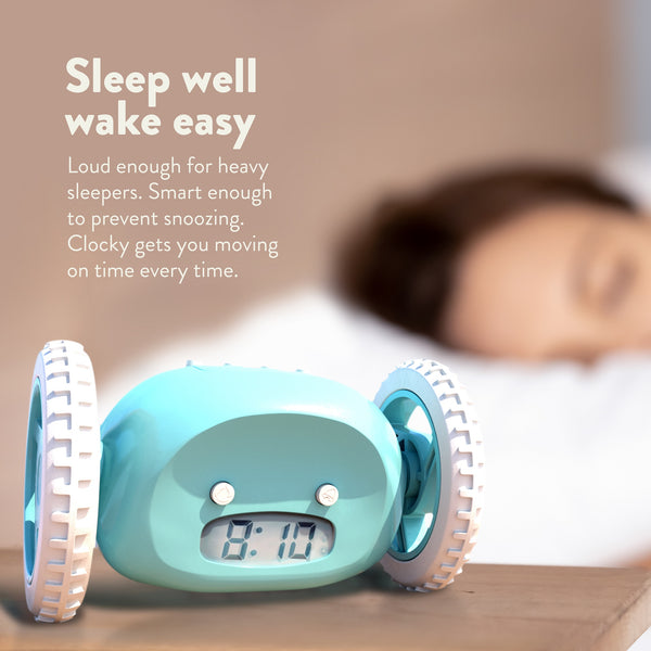 Clocky Alarm Clock on Wheels (Original) Extra Loud for Heavy Sleeper  (Adult or Kid Bed-Room Robot Clockie) Funny, Rolling, Run-away, Moving,  Jumping