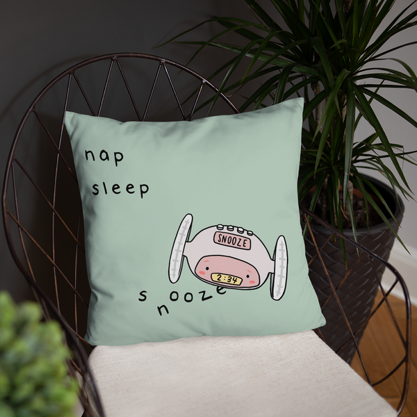 Nap Sleep Snooze Throw Pillow - White