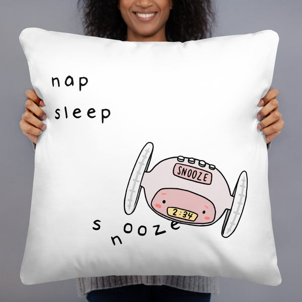 Nap Sleep Snooze Throw Pillow - White
